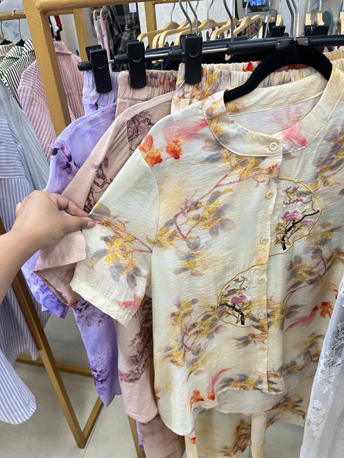 Summer Comfy Floral Embroidered and Print Co-Ord Sets